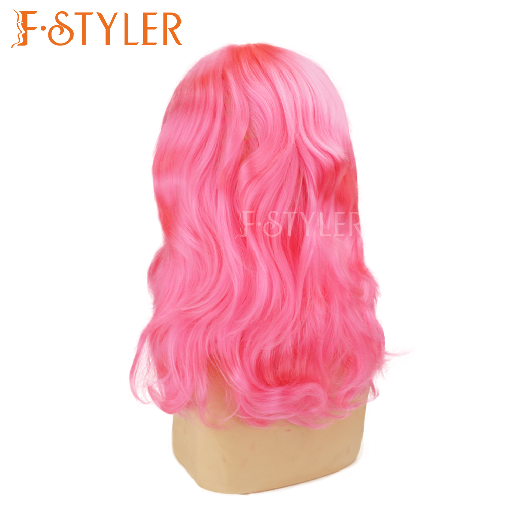 Fashion Light Pink Synthetic Curly Cosplay Costume Wig for Women