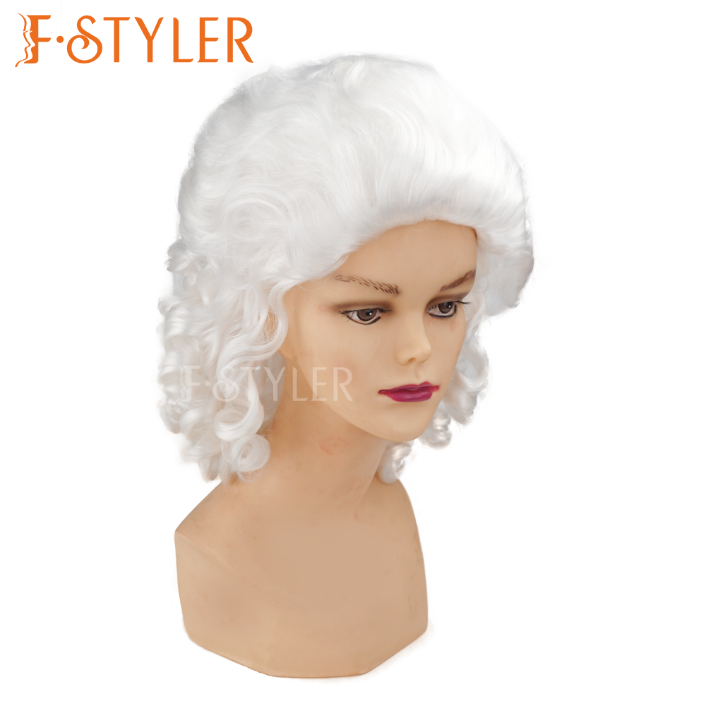 Long White Court Style Synthetic Glueless Cosplay Costume Party Wig