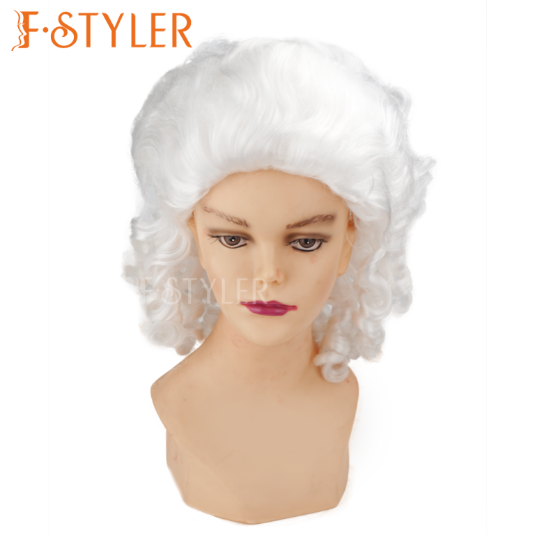 Medieval Judge Colonial Cosplay Synthetic Fake Hair Curly Hairstyle