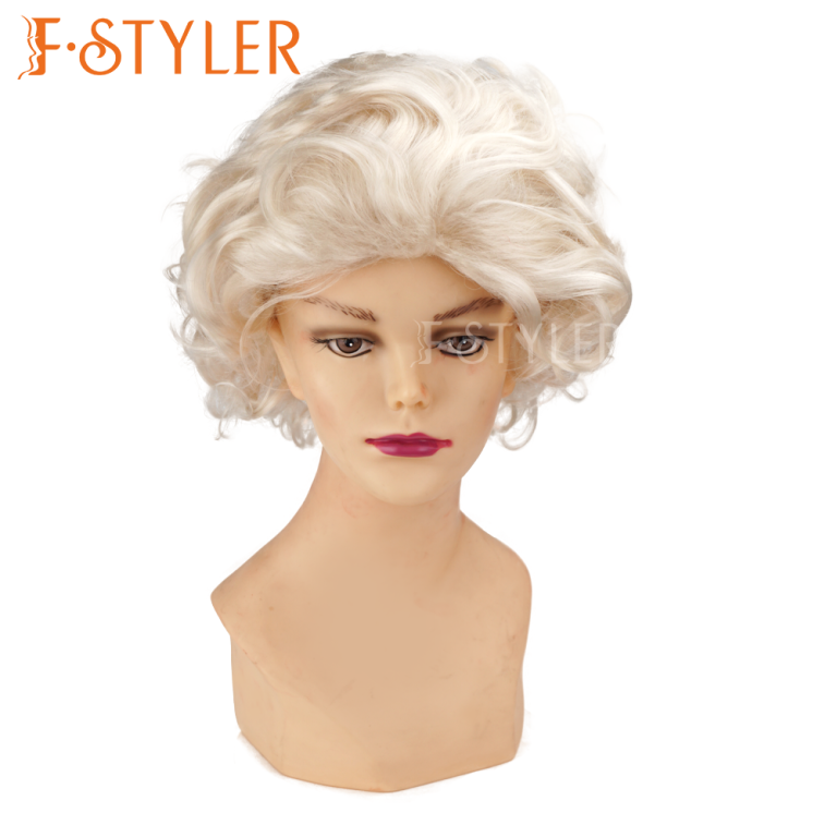 Natural Curly Short Vintage Synthetic Costume Hair for Women