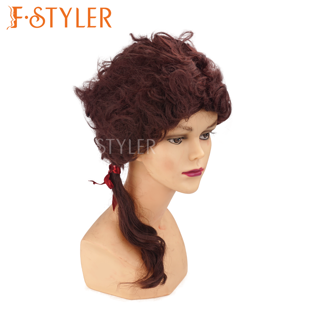 Natural Vintage Medieval Short Curly Synthetic Cosplay Costume Wig