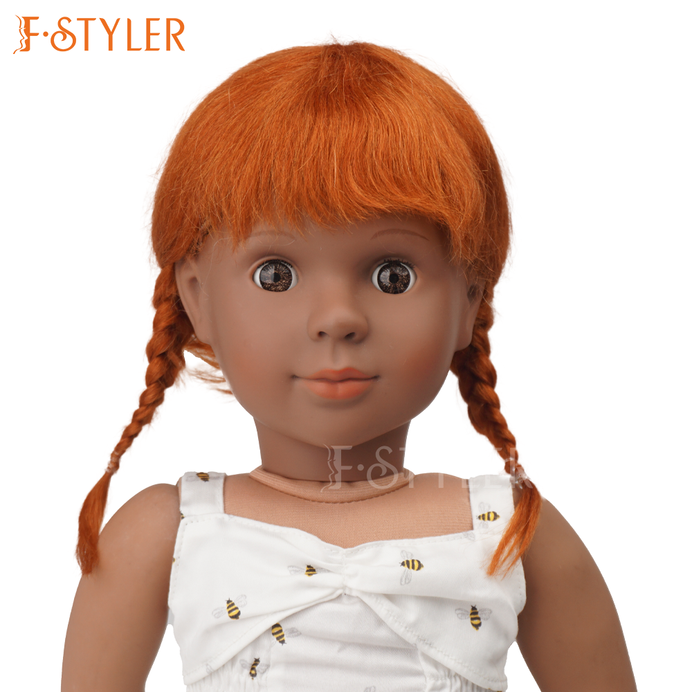 Orange Pigtails Synthetic Mohair AG Doll Wig with Bangs