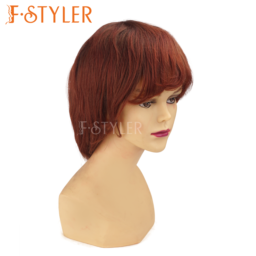 Premium Hair with Side Part Bangs Costume Shag Wig Fake Hair