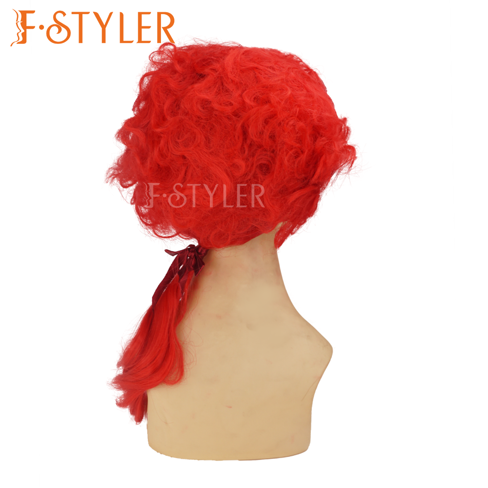 Red Side Ponytail Curly Synthetic Cosplay Costume Wig