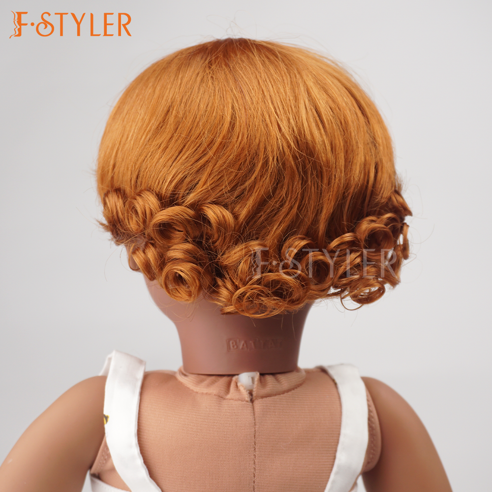 Short Frizzy Hair Synthetic Mohair AG Doll Wigs 18 Inch