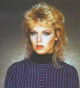 blonde mullet girl in 1980s