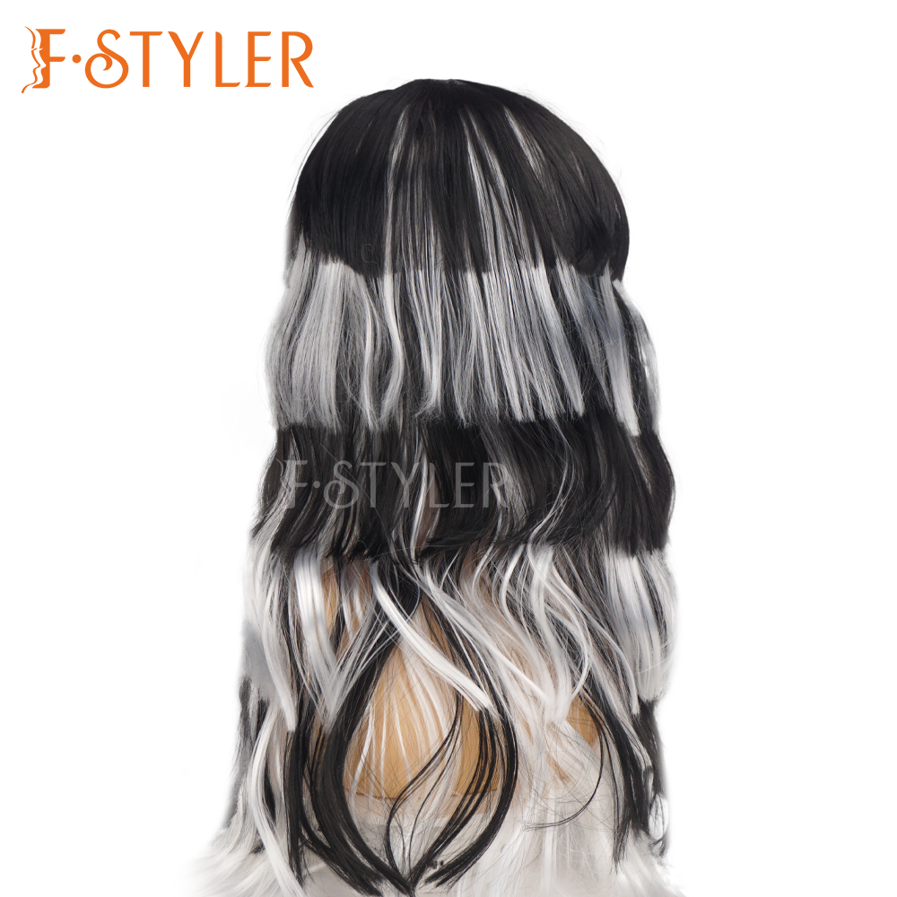 Balck White Stratified Synthetic party Cosplay Costume Wig