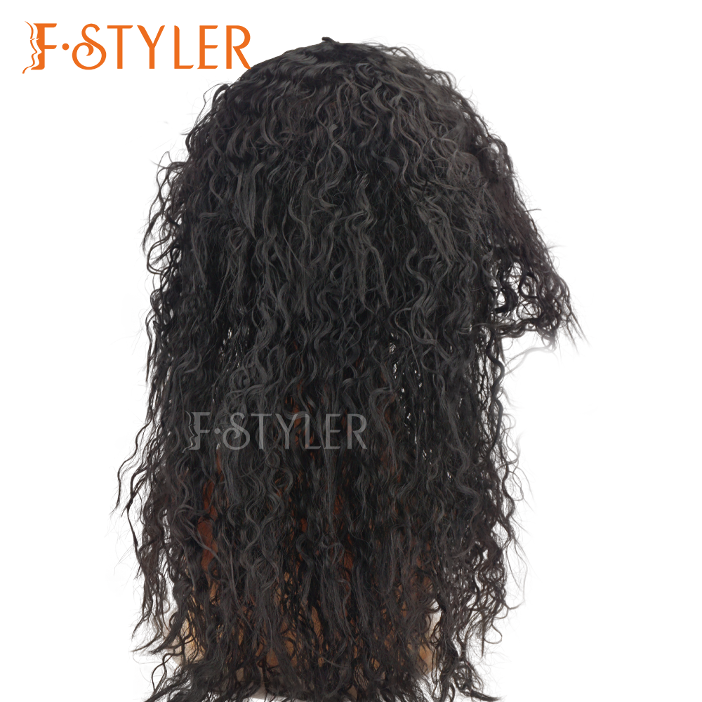 Black Retro Vintage Loose Curly Synthetic Cosplay Costume Wig