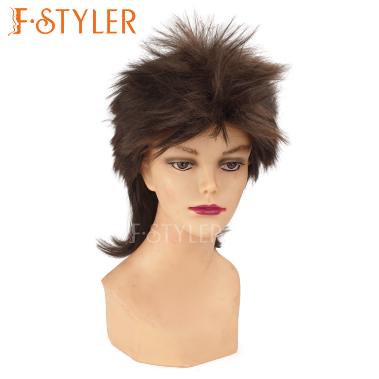 70s 80s Peluca Rockstar Punk Mullet Synthetic Fake Hair