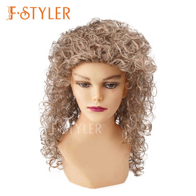 Champagne 70s 80s Kinky Curly Pop Rock Synthetic Costume Wig