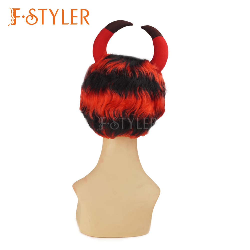 Classic Red and Black Devil Hair Synthetic Costume Party Wig