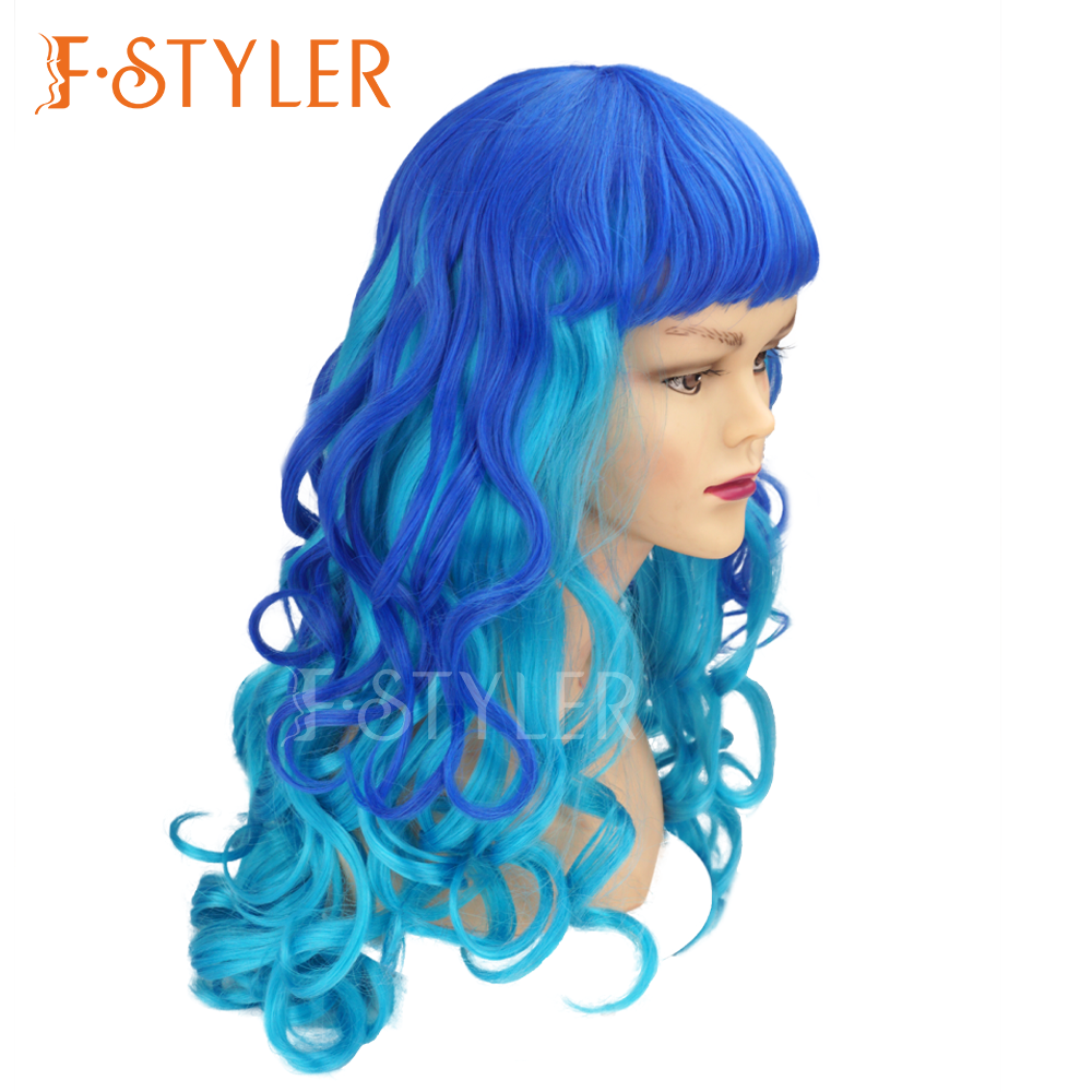 Glueless Curly with Air Bangs Synthetic Cosplay Costume Wig