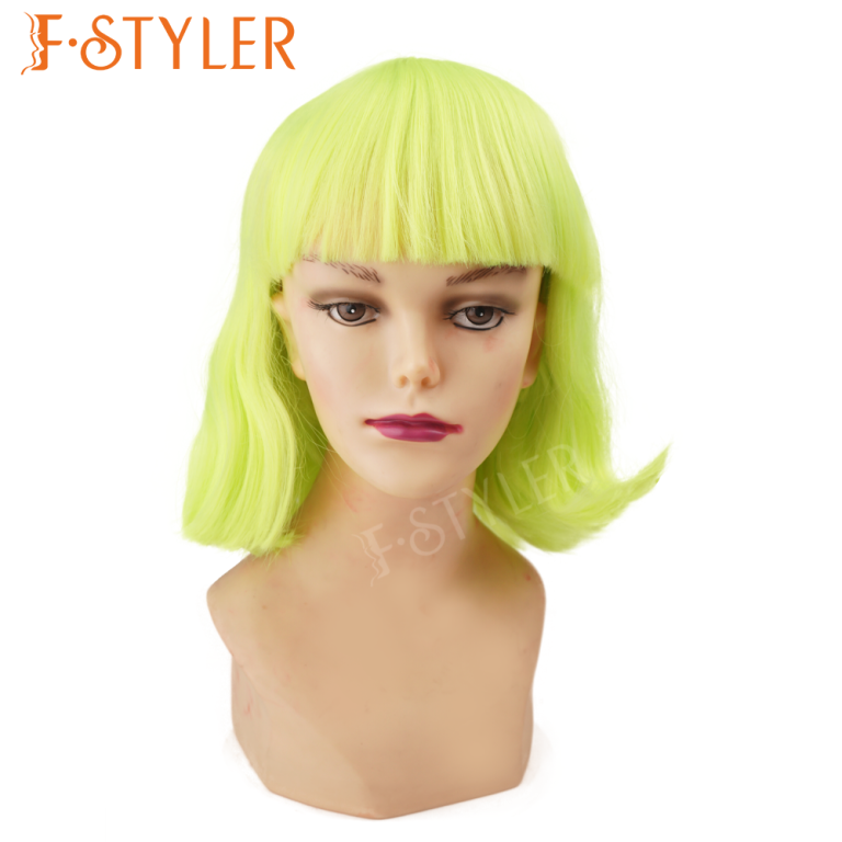 Green Flip Short Haircut Synthetic Costume Wig Fake Hair