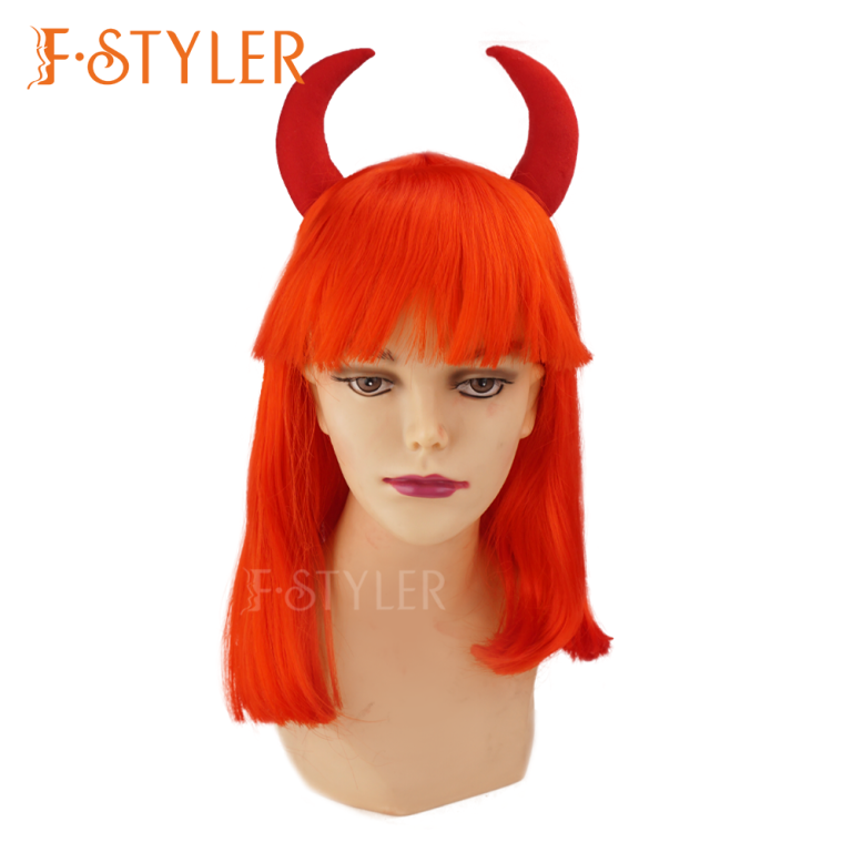 Horned Devil Demon Halloween Synthetic Costume Wig Fake Hair