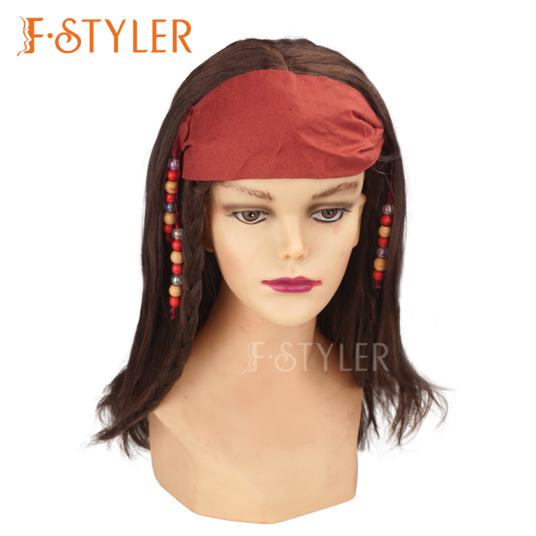 Pirate Jack Sparrow Unisexual Synthetic Costume Wig Fake Hair