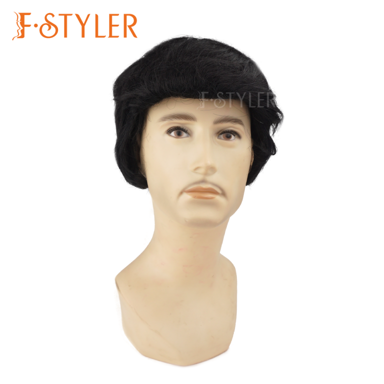 Vintage Short Black Singer Synthetic Costume Wig Fake Hair