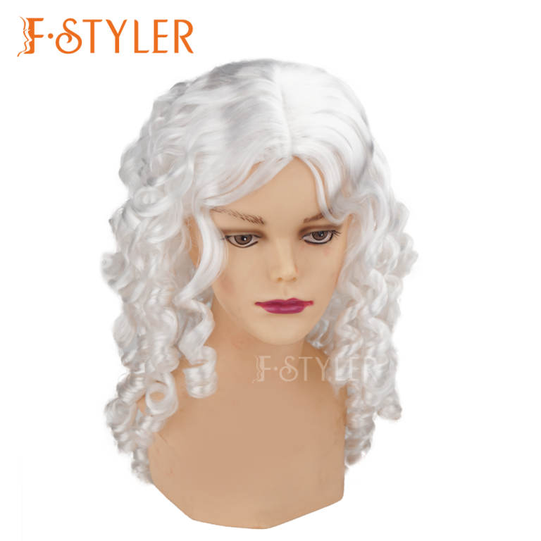 White Colonial Middle Part Synthetic Costume Wig Fake Hair