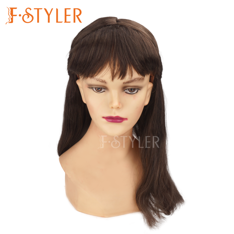 Black Straight Wig With Cute Bangs Synthetic Fake Hair