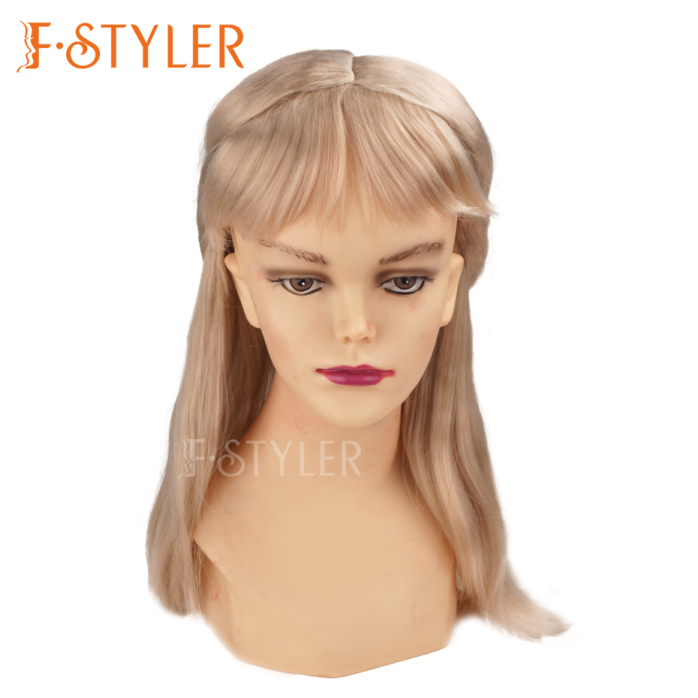 Blonde Straight Wig With Cute Bangs Synthetic Fake Hair