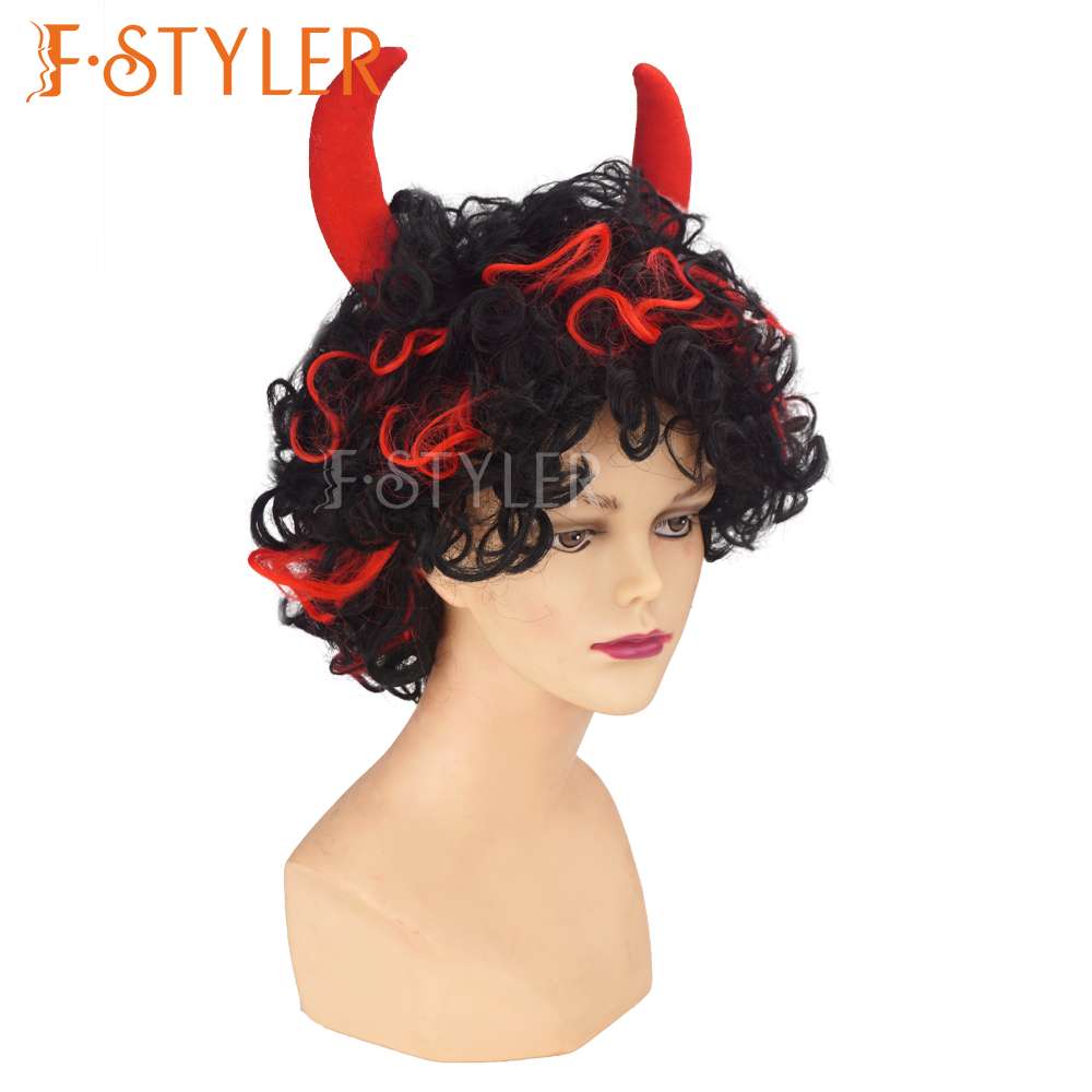 Classic Devil with Red Horns Halloween Costume Cosplay Wig