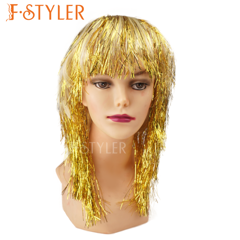 Disco Tinsel 80s Shiny Halloween Synthetic Fake Hair