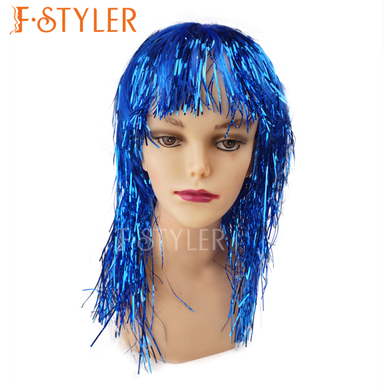 Halloween 80s Tinsel Glueless Synthetic Fake Hair