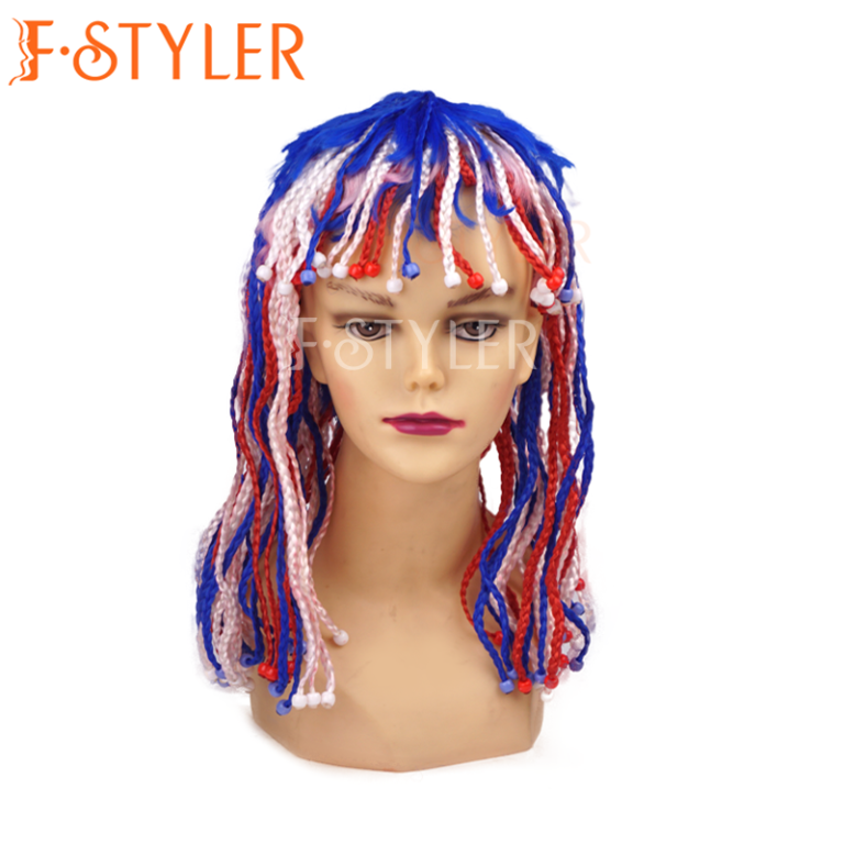 Patriotic Hair with Beads Synthetic Costume Wig Fake Hair