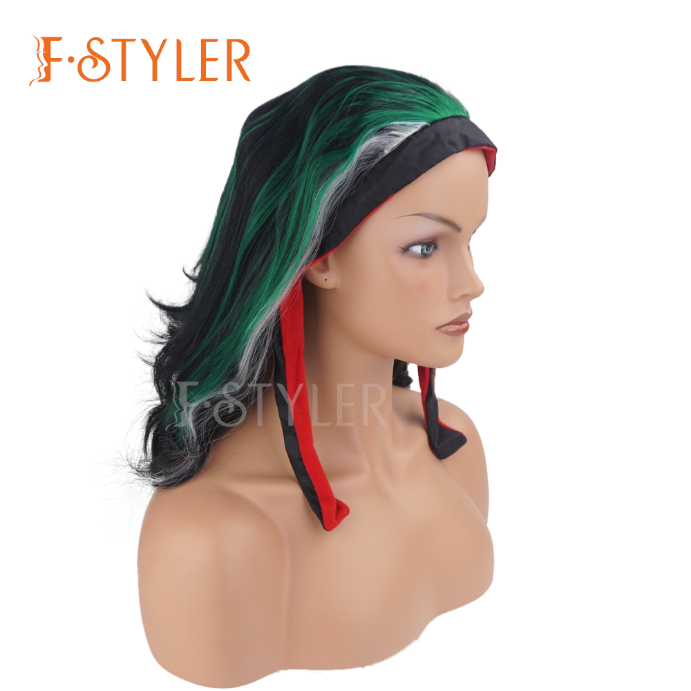 Premium Dyeing Green Strands Synthetic Costume Cosplay Wig