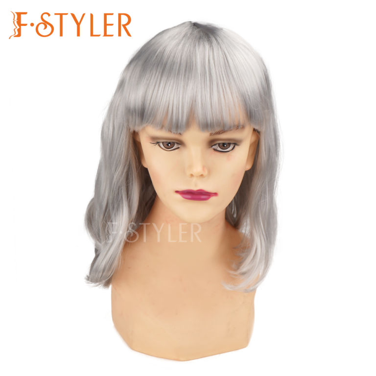 Short Bob Hairstyles with Bangs Synthetic Wig Fake Hair