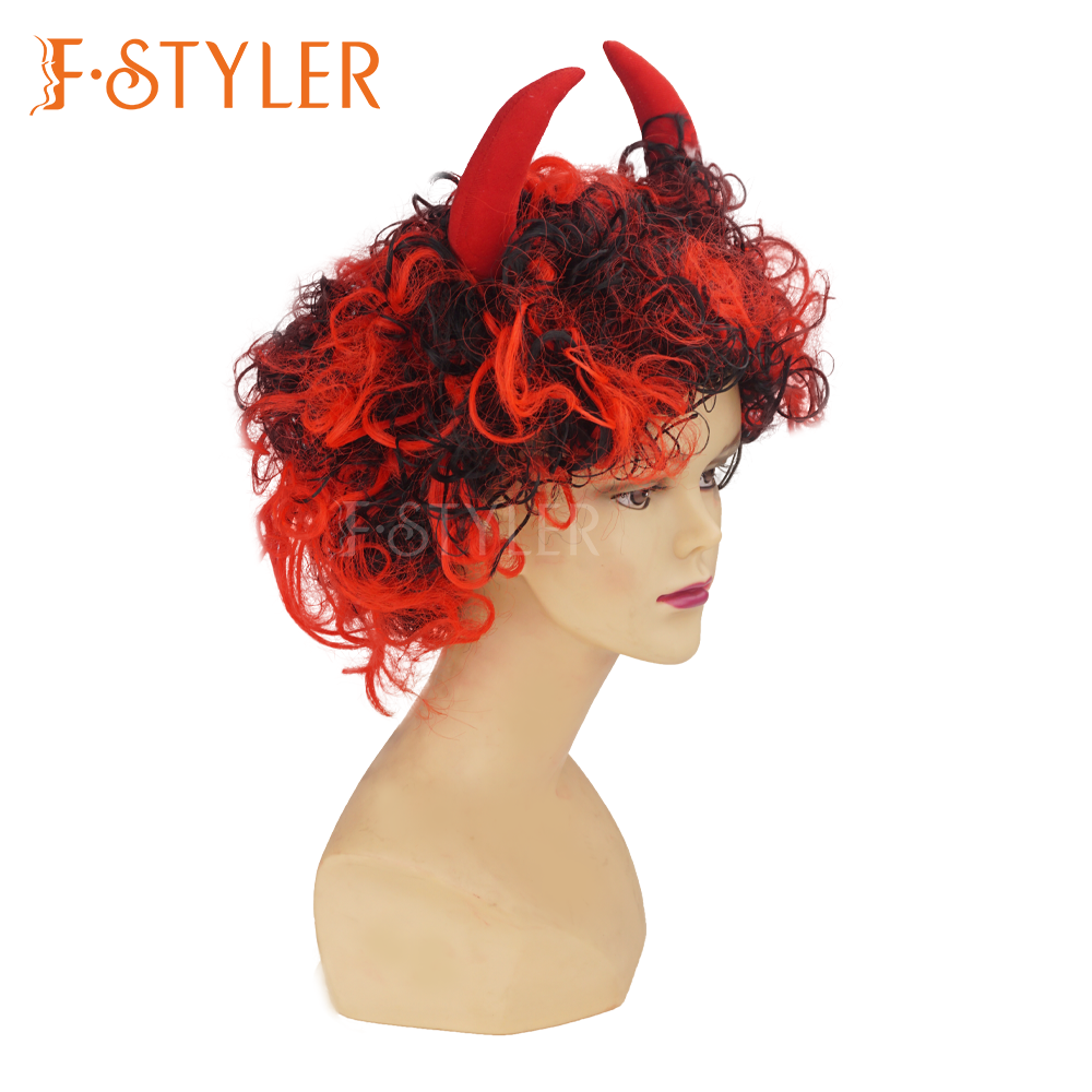 Short Curly Devil Demon Bob Halloween Costume Cosplay Wig