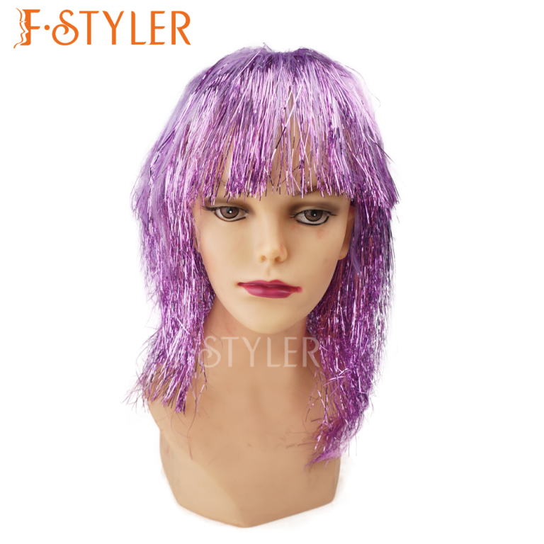 Style 80s Tinsel Hairstyle Halloween Costume Wig Fake Hair