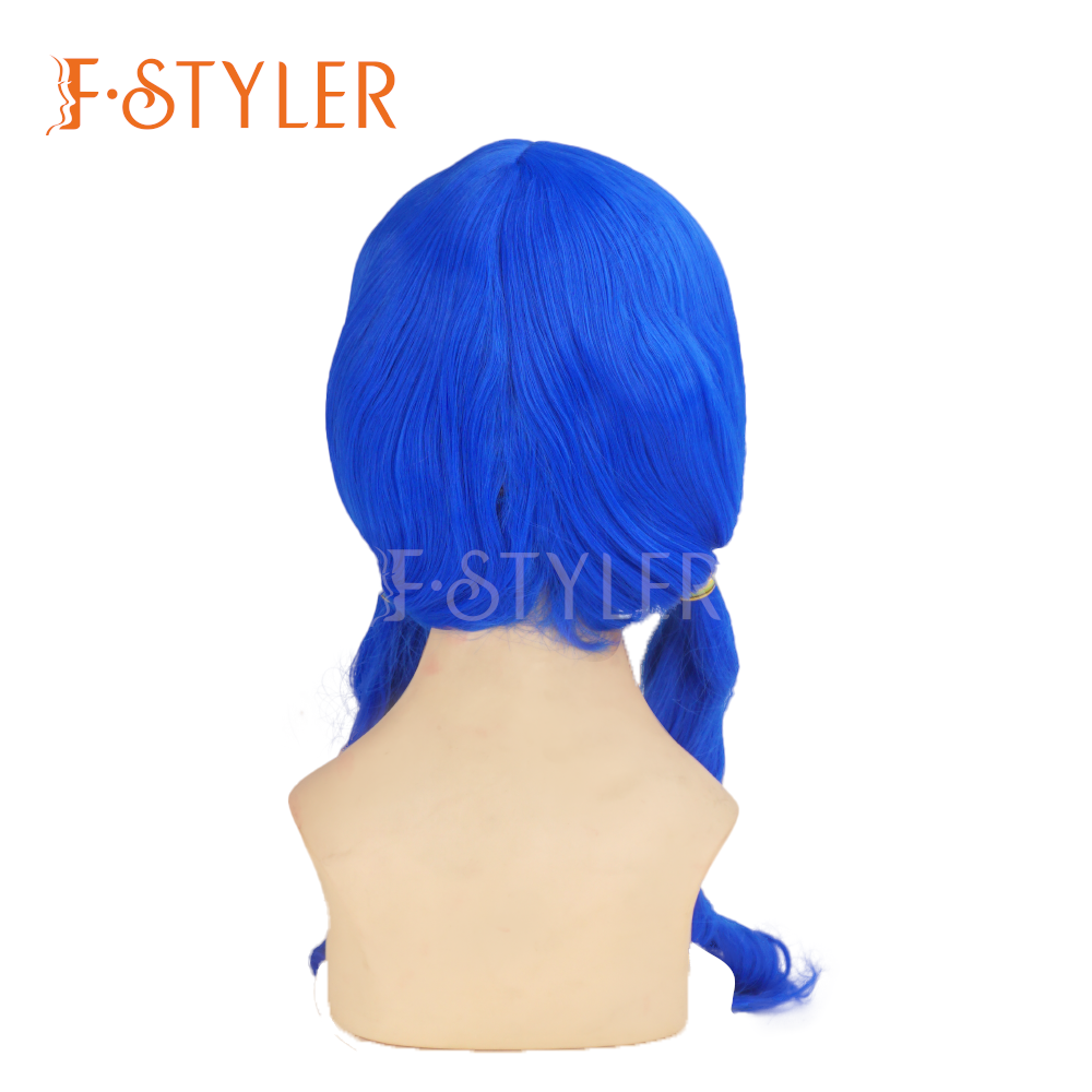 Adult Long Blue Pigtails Synthetic Costume Wig for Women