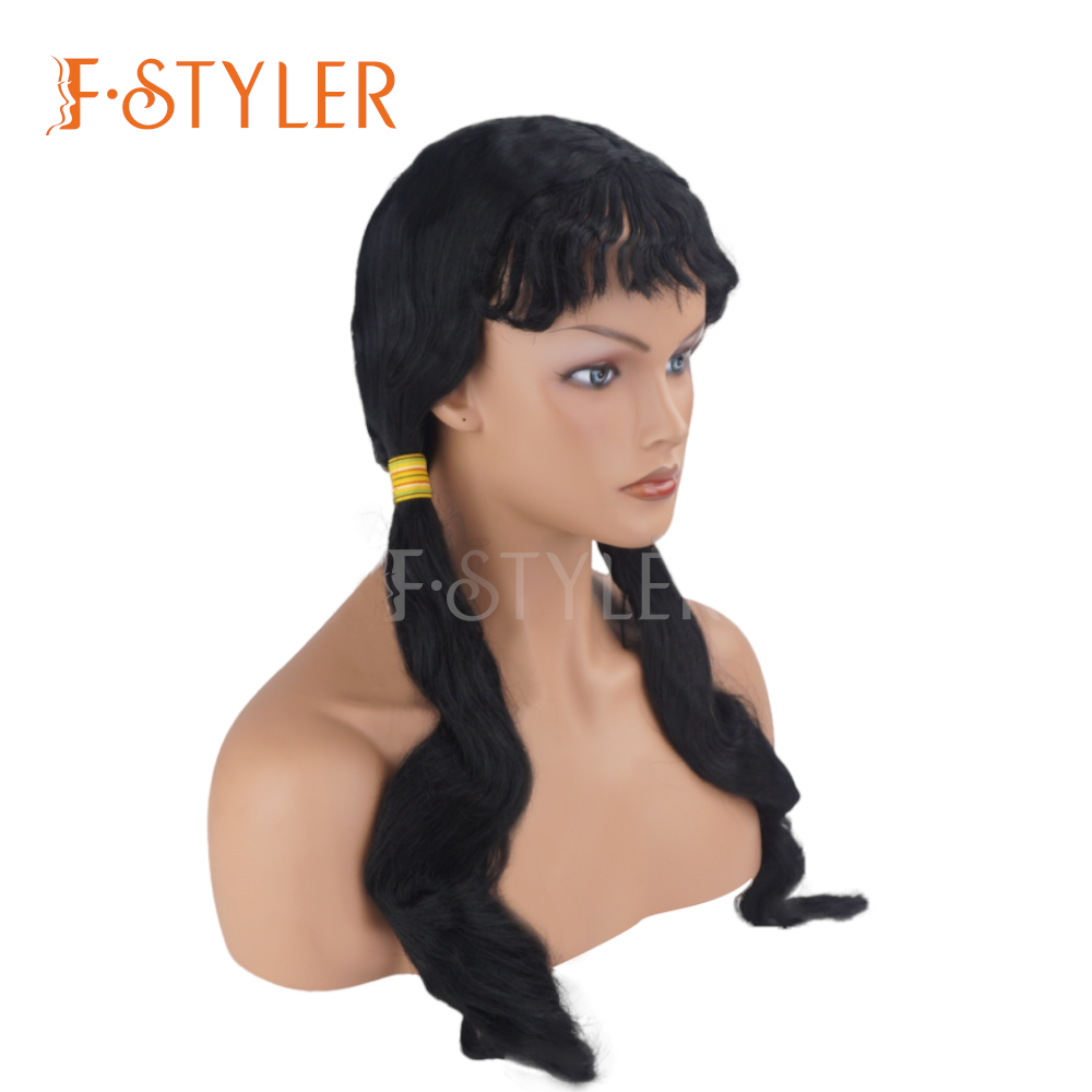 Premium Black Low Pigtails Synthetic Party Wig for Women