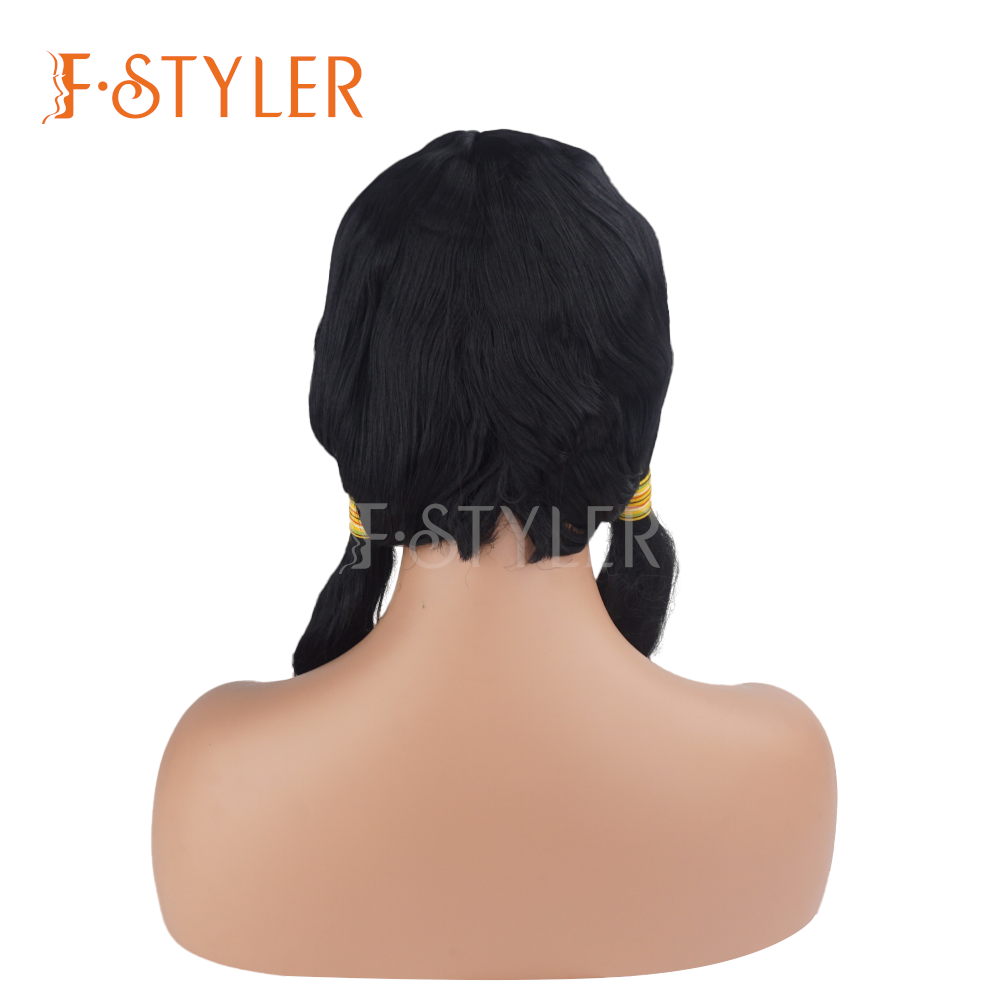 Style Double Black Ponytails Synthetic Costume Accessories