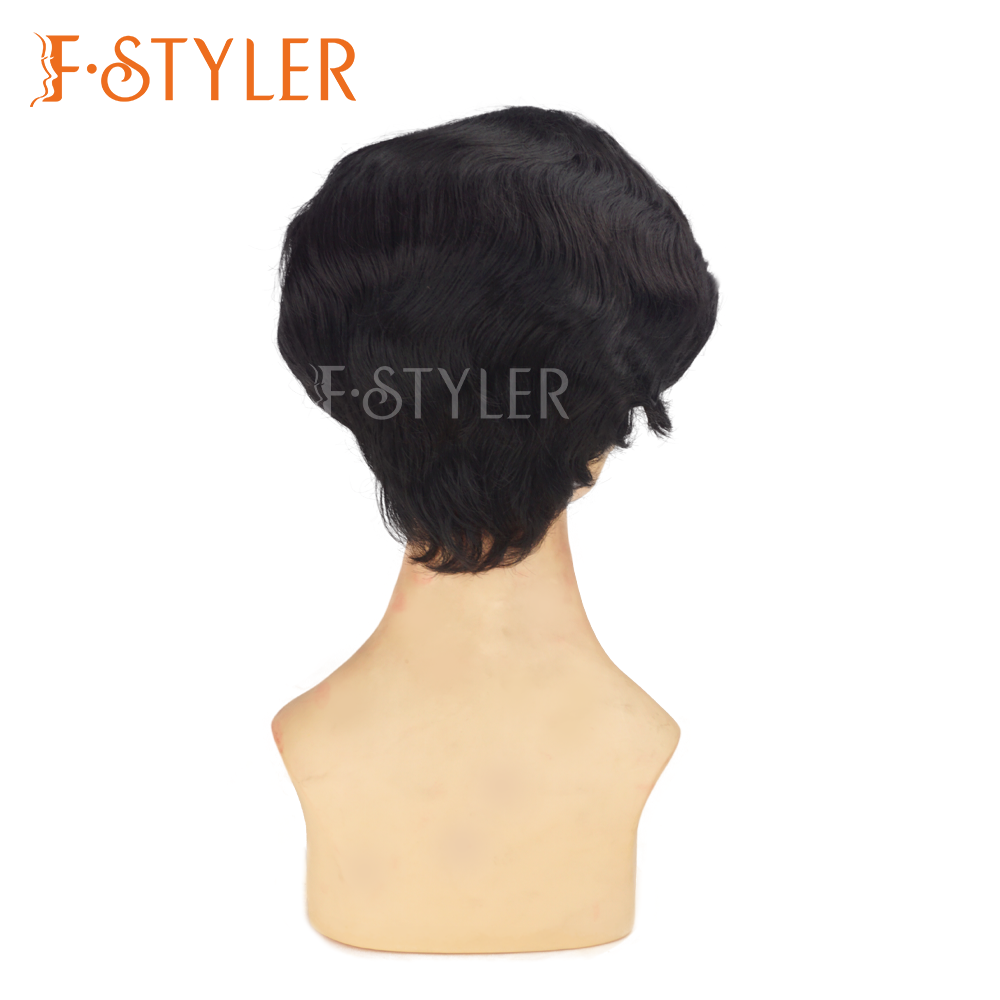 Vintage Short Cut Wavy Hairstyles Synthetic Costume Wig