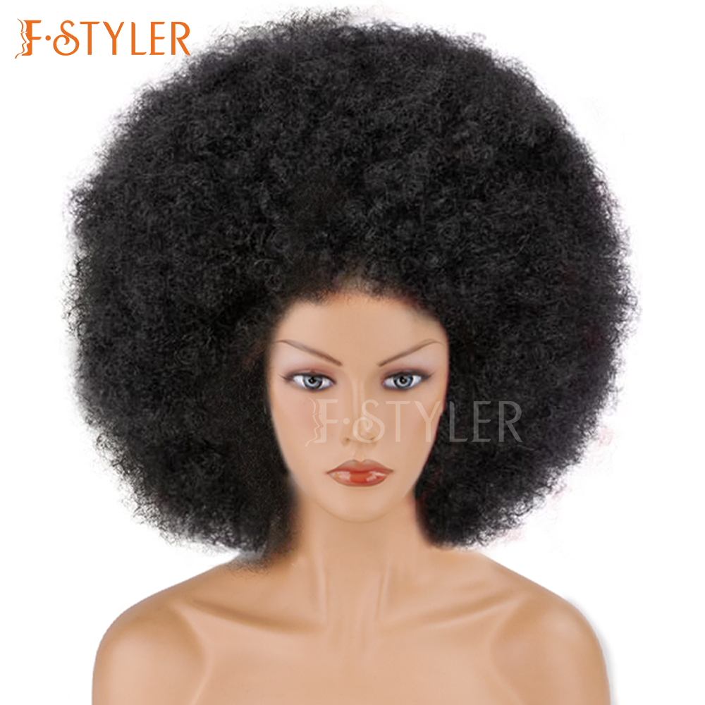 Afro Kinky Curly Short Jumbo Synthetic Daily Wig Fake Hair