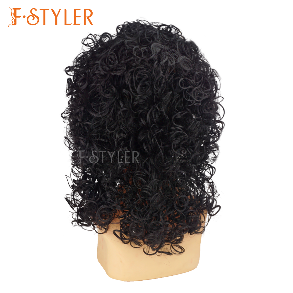 Black Curly Afro Fluffy Disco Punk Rock Synthetic Party Wig