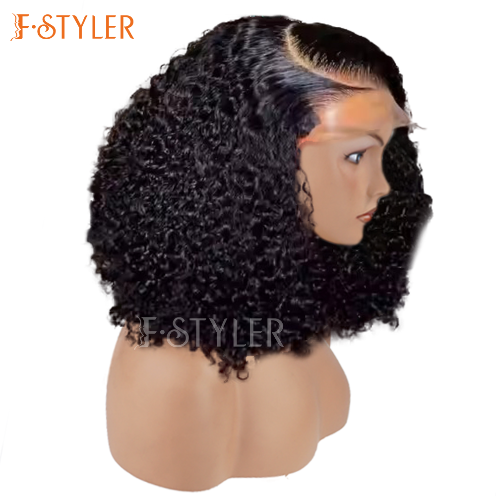 Bouncy Fluffy Deep Wave Black Bob Synthetic Daily Wig