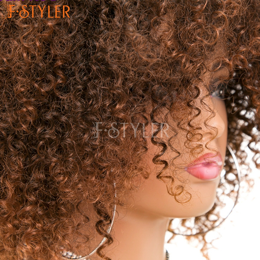 Bouncy Kinky Curly Short Bob Fluffy Synthetic Daily Wig