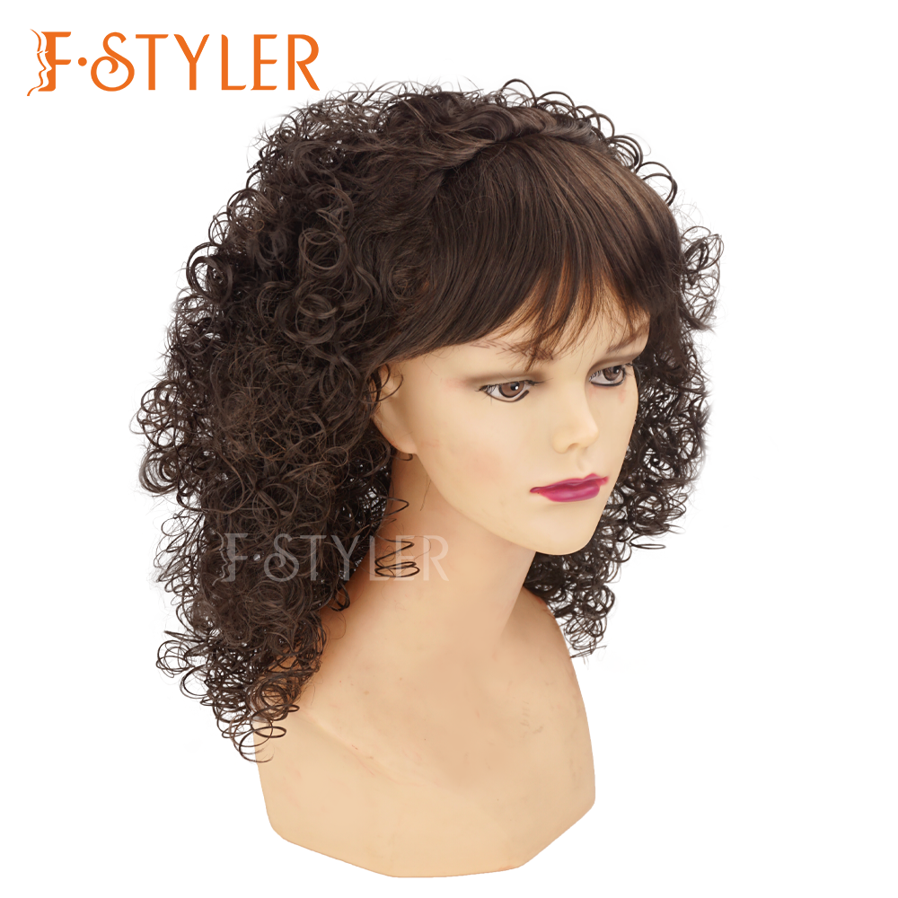 Brown Long Curly Hairstyles Synthetic Costume Wig for Women