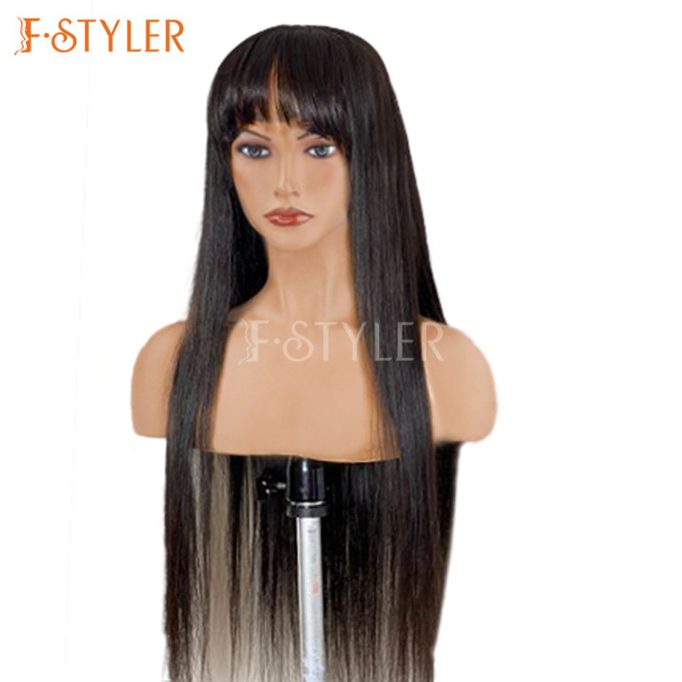 Classic Straight Hair with Bangs Synthetic Daily Wig