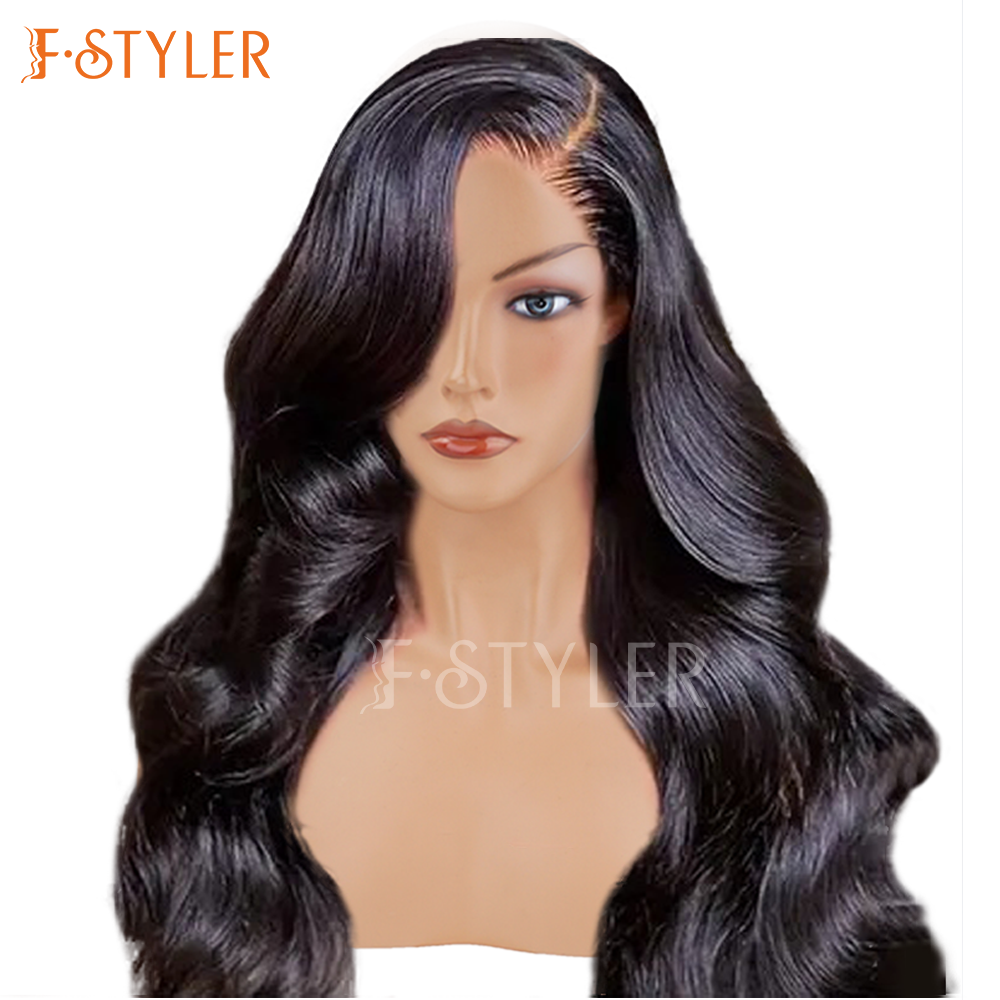 Long Black Body Wave Lace Frontal Synthetic Daily Wig