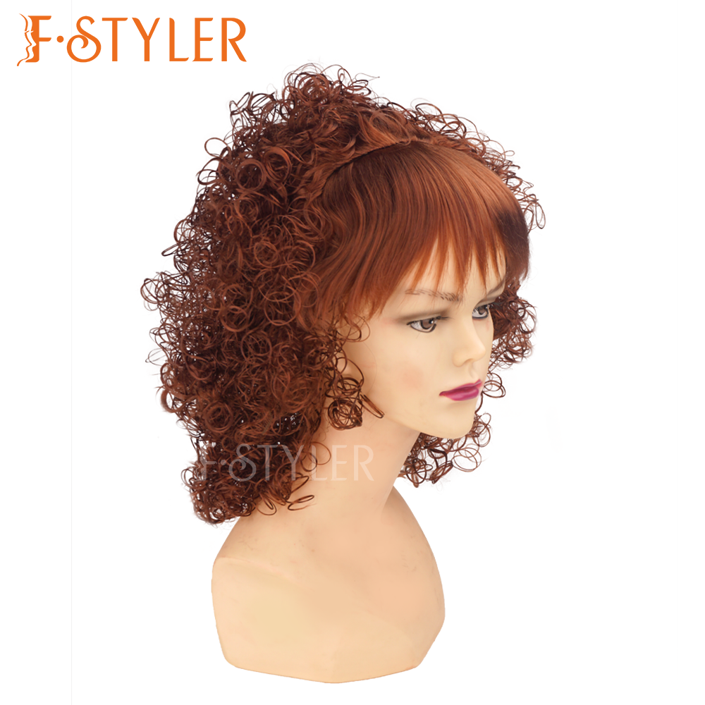 Long Curly Hair with Bangs 70s 80s Synthetic Costume Wig