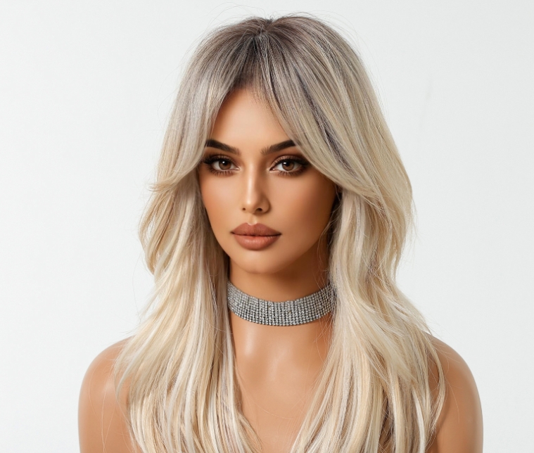 Middle Part Layered Hair with Bangs Synthetic Daily Wig