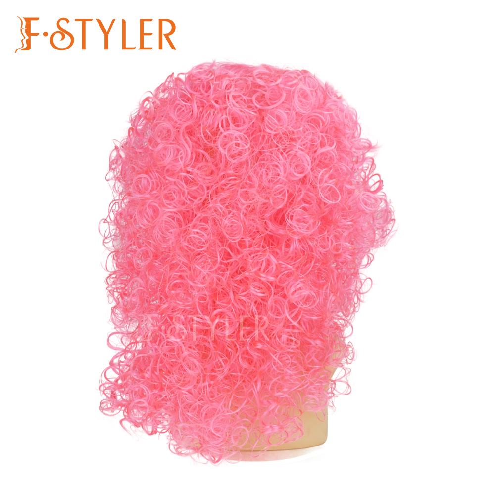 Premium Long Curly Carnival Pink Hair Synthetic Party Wig