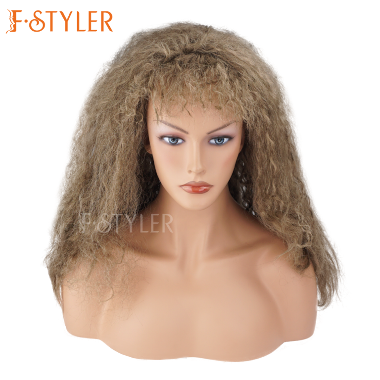 80s Ash Blonde Afro Pop Rock Synthetic Costume Wig Fake Hair