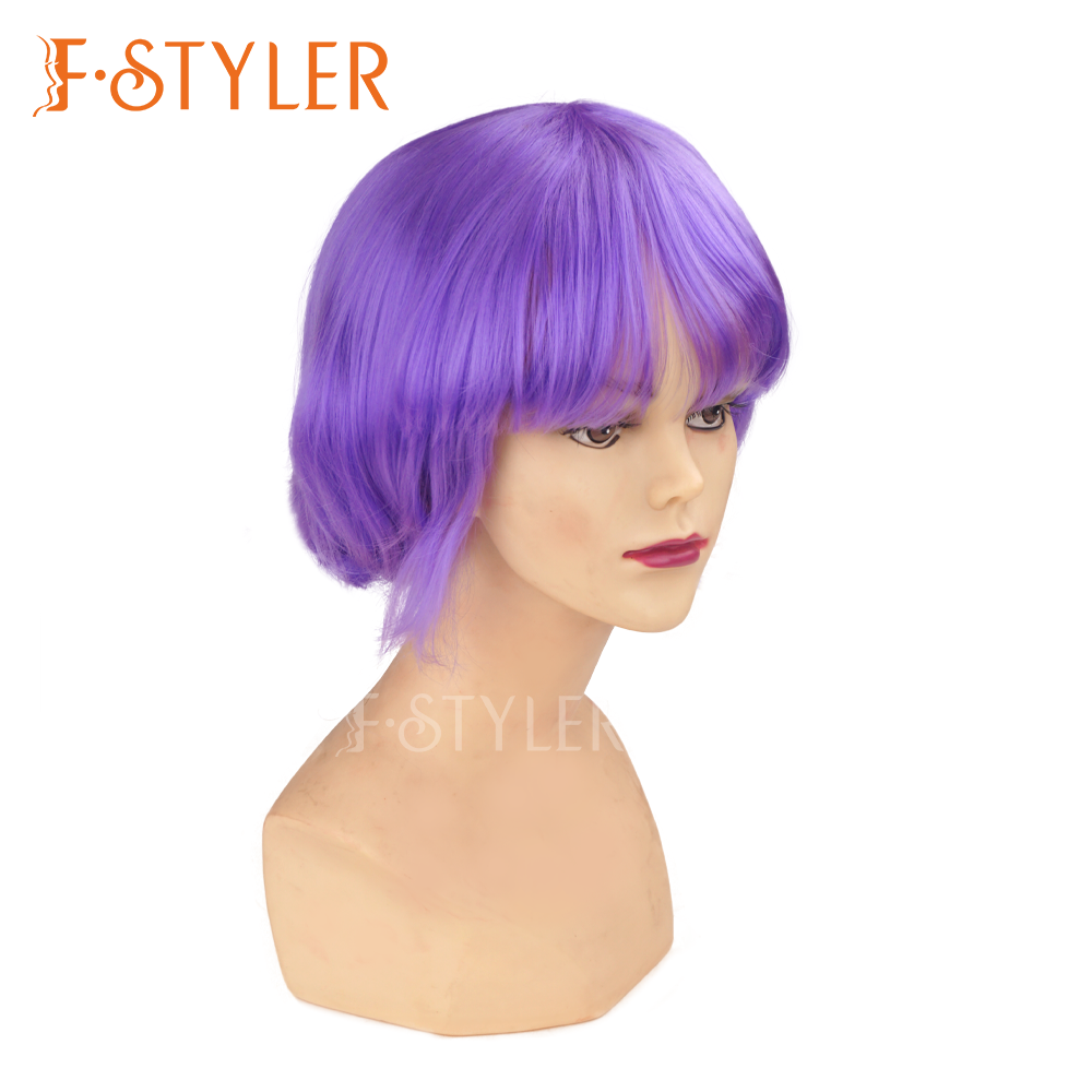 Lavender Purple Short Haircut Synthetic Costume Wig