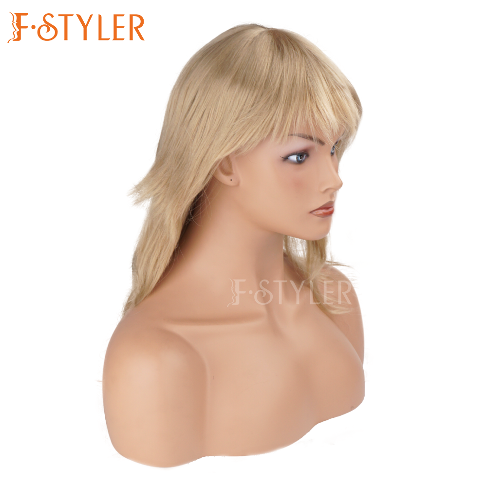 Premium Golden Hair with Blunt Bangs Synthetic Costume Hair